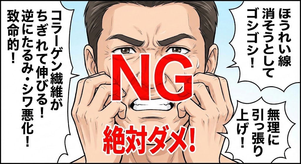 ほうれい線を消そうとしてゴシゴシ洗わないイメージイメージ画像